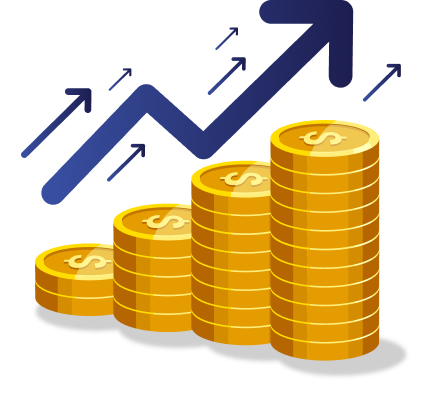 Growth with stacked coins illustration